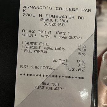 Armando's - Italian Near Me - Orlando, Florida