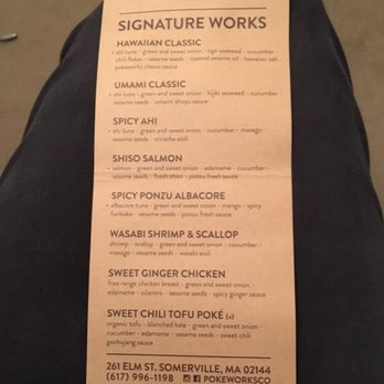 Pokeworks - The menu - signature works - Poke Near Me - Somerville, Massachusetts Pokeworks - The menu - signature works - Poke Near Me - Somerville, Massachusetts