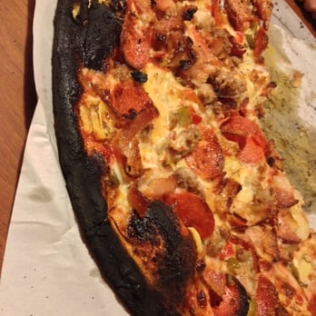 Modern Apizza - 1/2 a burnt beyond acceptable pizza at Modern Pizza in New Haven 4-27-2013 - Pizza Near Me - New Haven, Connecticut Modern Apizza - 1/2 a burnt beyond acceptable pizza at Modern Pizza in New Haven 4-27-2013 - Pizza Near Me - New Haven, Connecticut