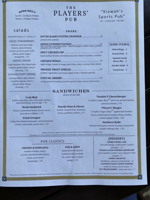 Menu photo 3 The Players’ Pub Kiawah Island, SC Menu photo 3 The Players’ Pub Kiawah Island, SC
