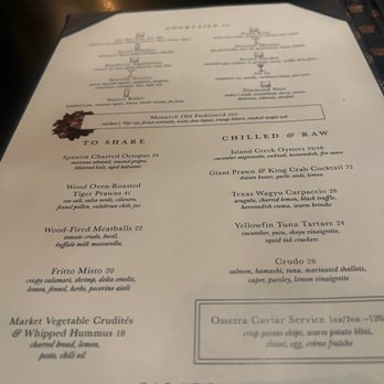 Monarch - Menu March 2023 - Italian Near Me - Dallas, Texas