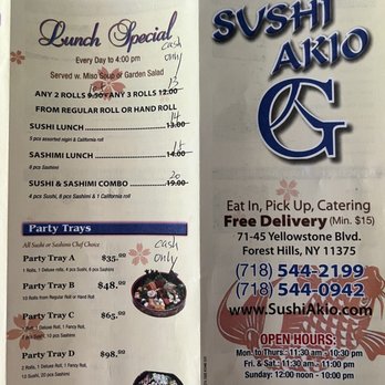 Sushi Akio - Menu - Japanese Near Me - Forest Hills, New York Sushi Akio - Menu - Japanese Near Me - Forest Hills, New York