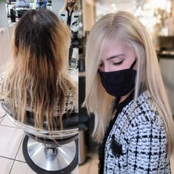 Color corrective blonding.