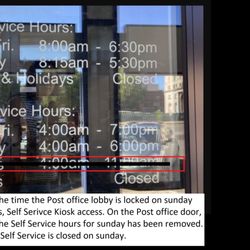 United States Postal Service - Lobby doors locked on Sunday