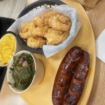 Gritz Cafe - Shrimp, Mac and Mac-n-Cheese, sausage link - Soul Food Near Me - Las Vegas, Nevada