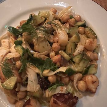 Herb & Sea - Octopus & Artichokes red harissa vinaigrette, herb aioli, endive, chickpeas, cucumber, dill, mint - Seafood Near Me - Encinitas, California Herb & Sea - Octopus & Artichokes red harissa vinaigrette, herb aioli, endive, chickpeas, cucumber, dill, mint - Seafood Near Me - Encinitas, California