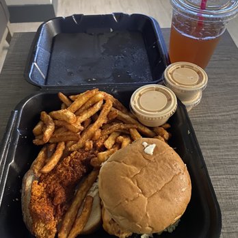 Angry Chickz - Combo #3: crispy chicken tender slider (burger really) with chicken tender on bread and plenty of fries - Chicken Shop Near Me - Sacramento, California Angry Chickz - Combo #3: crispy chicken tender slider (burger really) with chicken tender on bread and plenty of fries - Chicken Shop Near Me - Sacramento, California