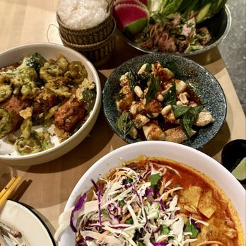 Gai Noi - Sticky rice, laab beef, basil wings, fried walleye, and khao poon. - Desserts Near Me - Minneapolis, Minnesota