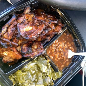 Ohio Hog Company - Rib Tip Plate + Greens & Baked Beans - Barbeque Near Me - Tyrone, Georgia Ohio Hog Company - Rib Tip Plate + Greens & Baked Beans - Barbeque Near Me - Tyrone, Georgia