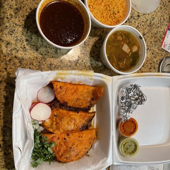 Krave Tacos - Birra tacos with queso with side rice and charro beans . Two limes were given. - Mexican Near Me - Webster, Texas