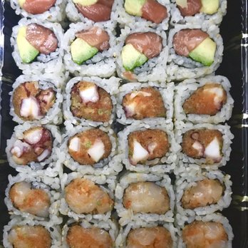 Umami Sushi - Rolls for takeout: salmon avocado, spicy tako (octopus), spicy scallop [top to bottom] - Sushi Bars Near Me - Lutz, Florida