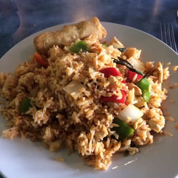 Wok N Roll - Nok's fried rice ! You can see some basil and peppers! Oh ya came with a choice of egg roll, spring roll or crab ragoon. I - Thai Near Me - Lake Ozark, Missouri Wok N Roll - Nok's fried rice ! You can see some basil and peppers! Oh ya came with a choice of egg roll, spring roll or crab ragoon. I - Thai Near Me - Lake Ozark, Missouri