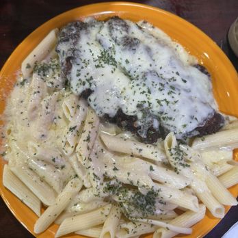 Italianos NY Pizza - Chicken Parmesan with Pasta Alfredo sauce. - Pizza Near Me - Deltona, Florida Italianos NY Pizza - Chicken Parmesan with Pasta Alfredo sauce. - Pizza Near Me - Deltona, Florida