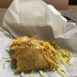 Hard shell shredded beef taco #1 - Chile Verde & Taco Combo Plate Hard shell shredded beef taco #1 - Chile Verde & Taco Combo Plate