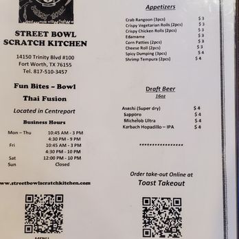 Street Bowl Scratch Kitchen - Menu - Thai Near Me - Fort Worth, Texas Street Bowl Scratch Kitchen - Menu - Thai Near Me - Fort Worth, Texas