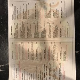 Cocktail menu