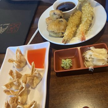 Aki Steak & Sushi - Crab Ragoon (S Sauce), Shrimp Tempura (T Sauce), - Japanese Near Me - Sugar Land, Texas Aki Steak & Sushi - Crab Ragoon (S Sauce), Shrimp Tempura (T Sauce), - Japanese Near Me - Sugar Land, Texas