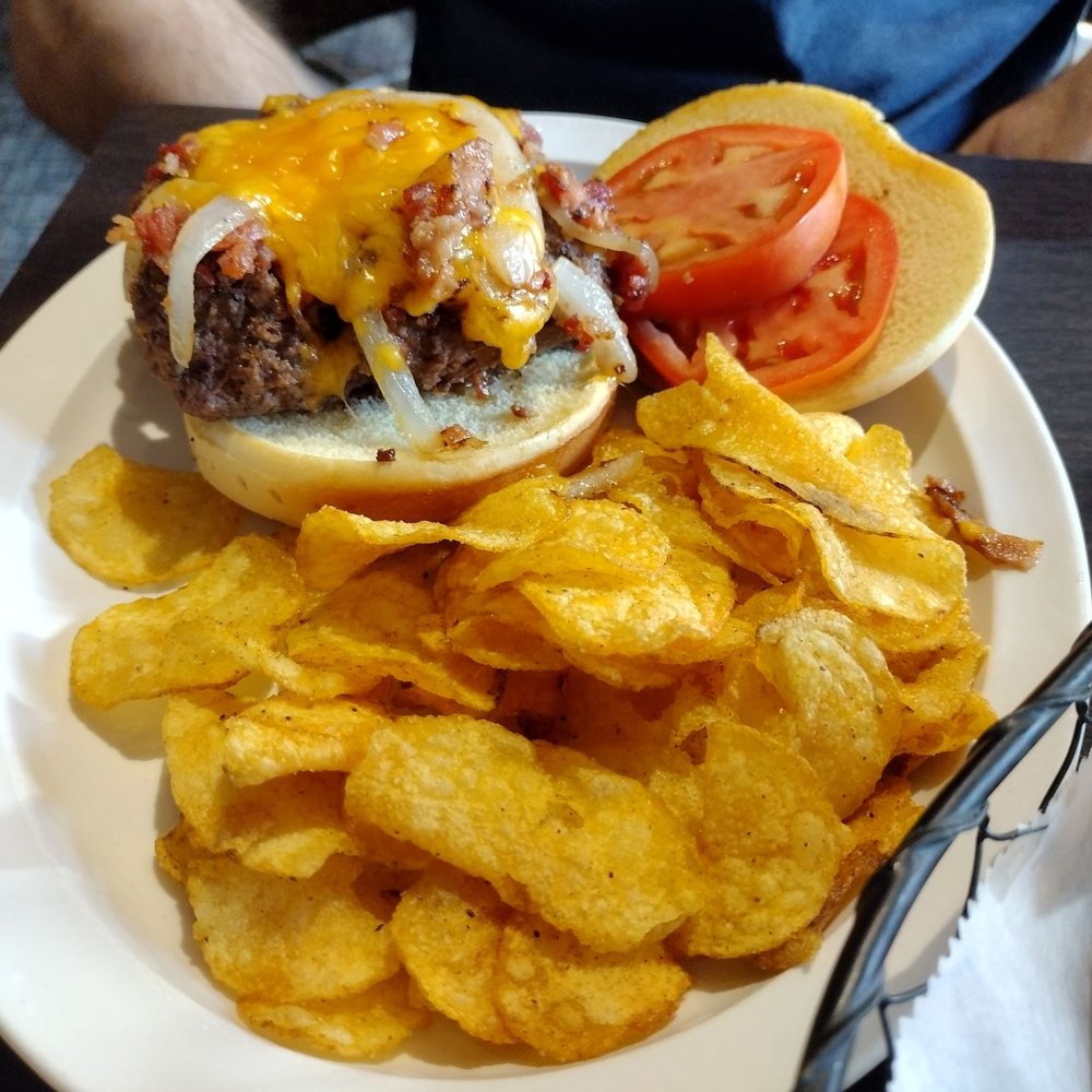 Ole's Bar & Grill - AMAZING burger! We topped ours with cheddar, bacon, tomato, and fried onions. - Wraps Near Me - Walker, Minnesota Ole's Bar & Grill - AMAZING burger! We topped ours with cheddar, bacon, tomato, and fried onions. - Wraps Near Me - Walker, Minnesota