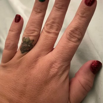 Lacquer Nails And Spa Tempe - Full manicure after I got home and removed all the stuff on my fingers and treated my cuts with antibiotics ointment - Nail Salons Near Me - Tempe, Arizona