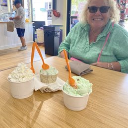Enjoying Pistachio, Mint Chip and Mud Pie (hidden beneath the wonderful whipped cream) Enjoying Pistachio, Mint Chip and Mud Pie (hidden beneath the wonderful whipped cream)