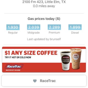 RaceTrac - 08/26/20- Wednesday - Gas Stations Near Me - Little Elm, Texas RaceTrac - 08/26/20- Wednesday - Gas Stations Near Me - Little Elm, Texas