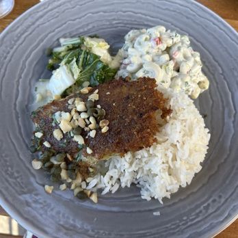 Duke's La Jolla - Sauted Mac Nut & Herb Crusted Fresh Fish - New American Near Me - La Jolla, California Duke's La Jolla - Sauted Mac Nut & Herb Crusted Fresh Fish - New American Near Me - La Jolla, California