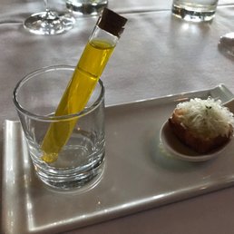 A palette teaser: a camomile tea elixir and a parmesan churro. The tea was very interesting- sweet. A palette teaser: a camomile tea elixir and a parmesan churro. The tea was very interesting- sweet.
