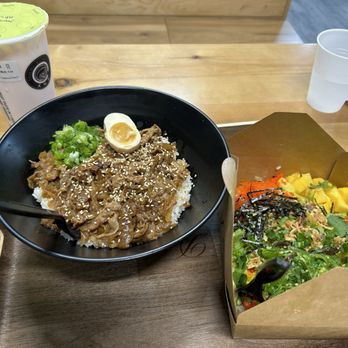 Tai Chi Bubble Tea - Beef rice bowl, Build Your Own Poke Bowl 2 Proteins - Bubble Tea Near Me - Vestal, New York
