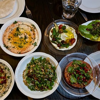 Suraya - Mezza Spread: Hummus, Labneh, Taboule, Baba Ganoush, Fatteh, Muhammara, Kibbeh Nayyeh - Lebanese Near Me - Philadelphia, Pennsylvania Suraya - Mezza Spread: Hummus, Labneh, Taboule, Baba Ganoush, Fatteh, Muhammara, Kibbeh Nayyeh - Lebanese Near Me - Philadelphia, Pennsylvania