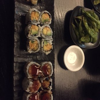 Fuji at Ink Block - Mango Avocado Maki (G)(V) with spicy mayo and crunchy bits & Sweet Potato Maki (G)(V) - Japanese Near Me - Boston, Massachusetts Fuji at Ink Block - Mango Avocado Maki (G)(V) with spicy mayo and crunchy bits & Sweet Potato Maki (G)(V) - Japanese Near Me - Boston, Massachusetts