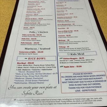Sofrito Rico Authentic Puerto Rican Cuisine - Menú - Puerto Rican Near Me - Las Vegas, Nevada