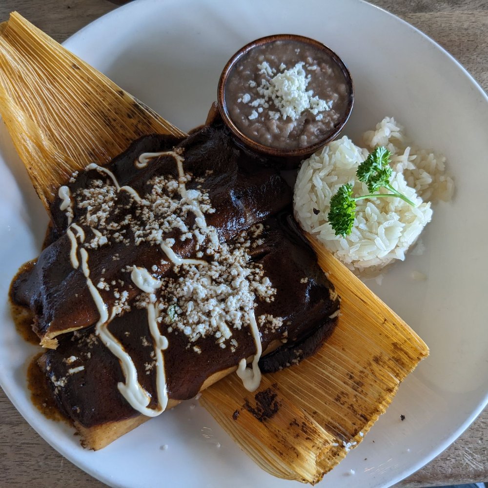 Molé Restaurant - Mole tamales. Chicken was tender, tamales were a great size, sauce was savory sweet mole. - Mexican Near Me - Spokane, Washington