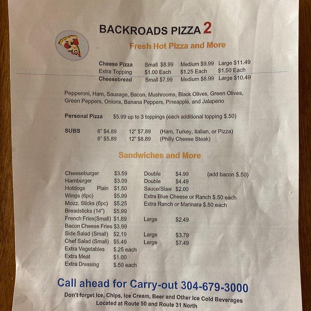 Back Roads Pizza 2 - Menu and ordering information - Pizza Near Me - Walker, West Virginia Back Roads Pizza 2 - Menu and ordering information - Pizza Near Me - Walker, West Virginia