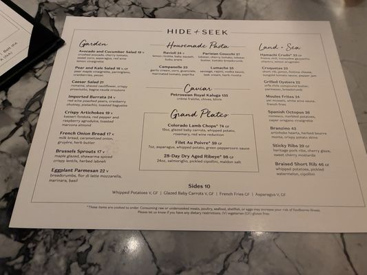 Menu photo 2 HIDE+SEEK Chicago, IL Menu photo 2 HIDE+SEEK Chicago, IL