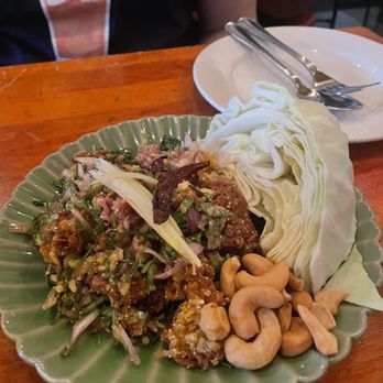 Fish Cheeks - Crispy rice salad & pork ($17) - excellent & not too spicy - Seafood Near Me - New York, New York Fish Cheeks - Crispy rice salad & pork ($17) - excellent & not too spicy - Seafood Near Me - New York, New York