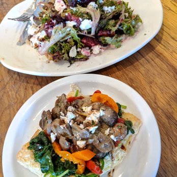 Caffe Central - Yum yum. Healthy "farmer market" salad and mushroom puff pastry tartine - Coffee & Tea Near Me - Burlingame, California
