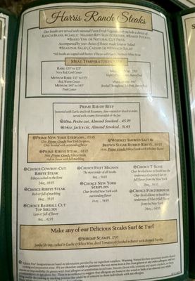 Menu photo 7 Horseshoe Lounge at Harris Ranch Coalinga, CA