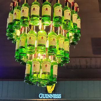 Fletcher’s Irish Pub & Brewery - Chandelier of Jameson whiskey bottles. - Pubs Near Me - Holly Hill, Florida