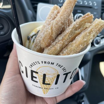 Cielito Coffee & Ice Cream - Churro Sundae - Ice Cream & Frozen Yogurt Near Me - Sonoma, California Cielito Coffee & Ice Cream - Churro Sundae - Ice Cream & Frozen Yogurt Near Me - Sonoma, California