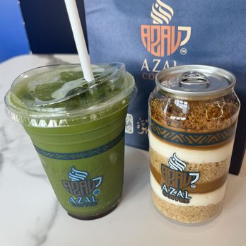 Azal Coffee - Strawberry Matcha Lemonade and Lotus Cheesecake Cup - Themed Cafes Near Me - Milwaukee, Wisconsin