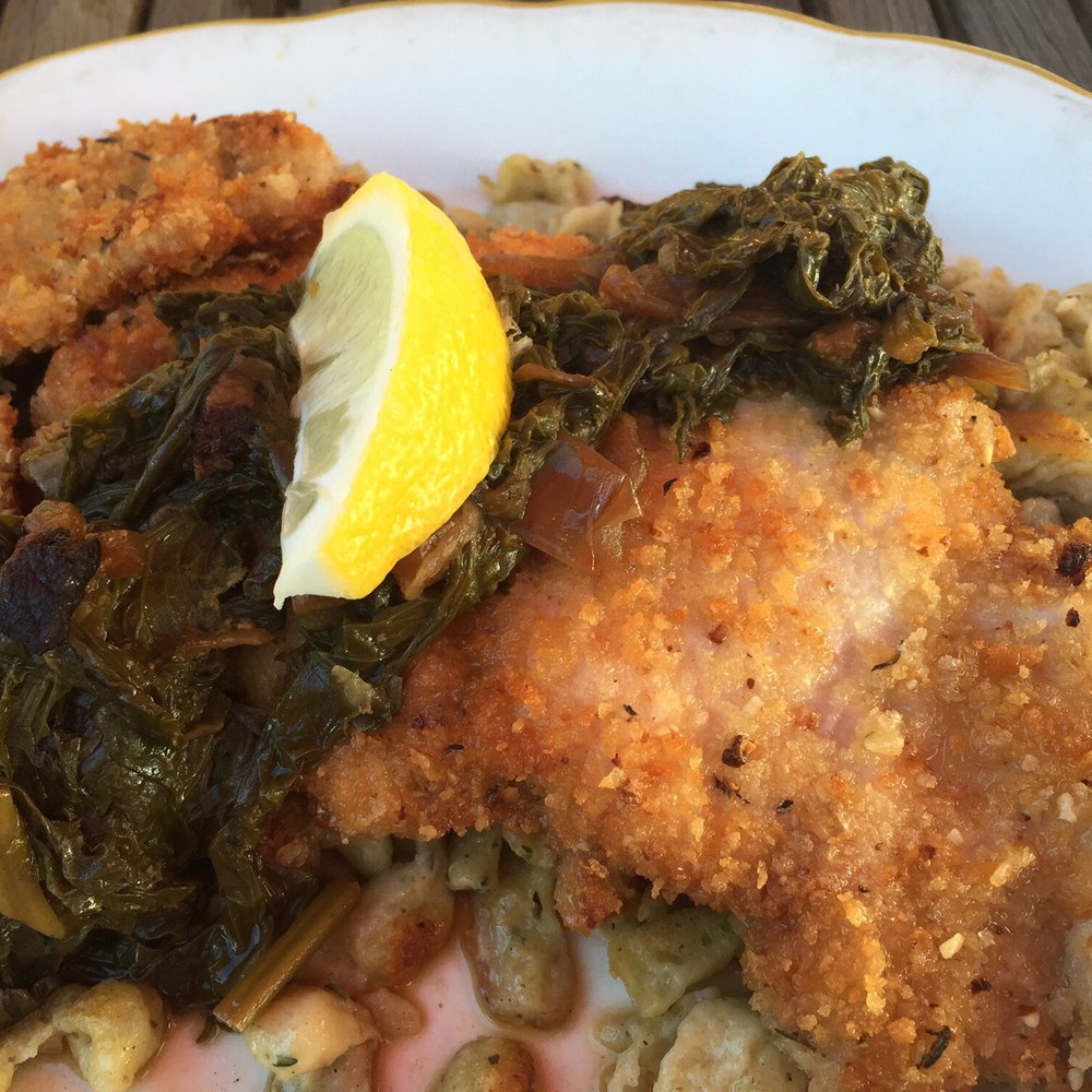 Gunk Haus - Chicken schnitzel with herb spätzle - German Near Me - Highland, New York Gunk Haus - Chicken schnitzel with herb spätzle - German Near Me - Highland, New York