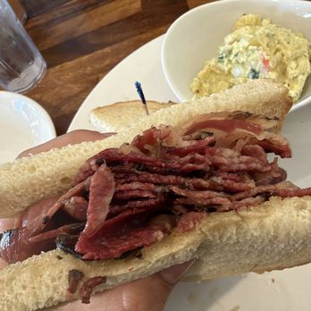 J's Deli - Pastrami on sourdough with potato salad - New American Near Me - Palm Desert, California
