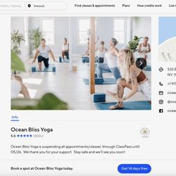 Ocean Bliss Yoga - Rated 5 stars on ClassPass with over 500 reviews.
