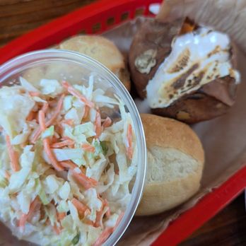 Billy's BBQ House - The special comes with 2 sides. Cole slaw and sweet potato pictured here - Barbeque Near Me - Skyforest, California