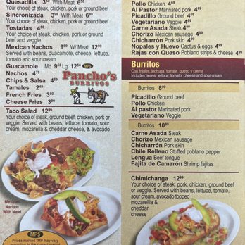Pancho's Burritos - Menu - Starters, Gorditas, & Burritos - Mexican Near Me - Schaumburg, Illinois Pancho's Burritos - Menu - Starters, Gorditas, & Burritos - Mexican Near Me - Schaumburg, Illinois