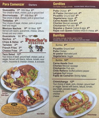 Menu photo 1 Pancho's Burritos Schaumburg, IL Menu photo 1 Pancho's Burritos Schaumburg, IL