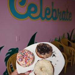 Celebrate Nutrition - Protein donuts! Birthday cake, banana caramel and Cookie Monster