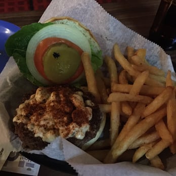 Laughing Horse Saloon - Cowboy burger with cajon seasoning and blue cheese. Excellent - Salad Near Me - Thompsonville, Michigan Laughing Horse Saloon - Cowboy burger with cajon seasoning and blue cheese. Excellent - Salad Near Me - Thompsonville, Michigan