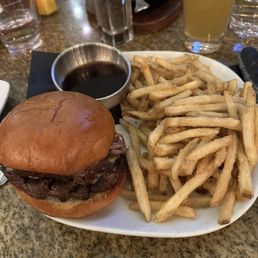 Short rib burger and fries