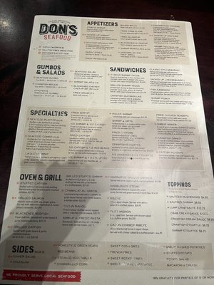 Menu photo 1 Don’s Seafood - Gonzales Gonzales, LA Menu photo 1 Don’s Seafood - Gonzales Gonzales, LA
